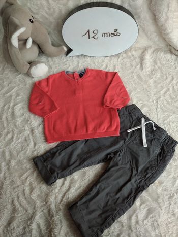 Ensemble (pull+pantalon) Garçon 12 mois Kiabi 100% coton