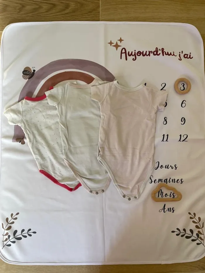 Lot de 3 bodies manches courtes - Fille - 3 mois - photo numéro 2