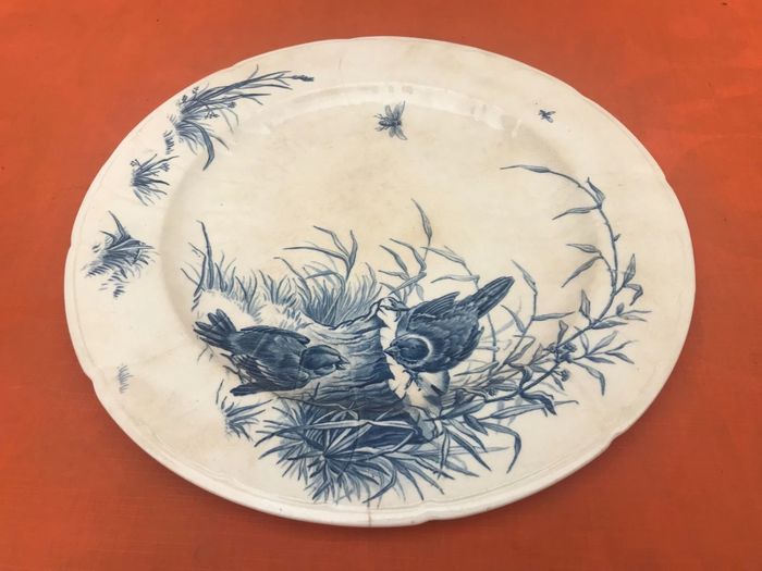 Faïence de Gien Ancien plat de service Décor oiseaux - photo numéro 8