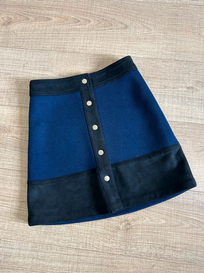 Jupe bleue marine et noire avec boutons pressions Morgan taille 34 TBE - photo numéro 11
