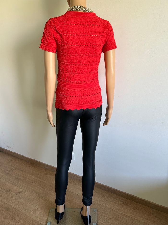 Haut rouge orangé à manches courtes Morgan taille S comme neuf - photo numéro 6