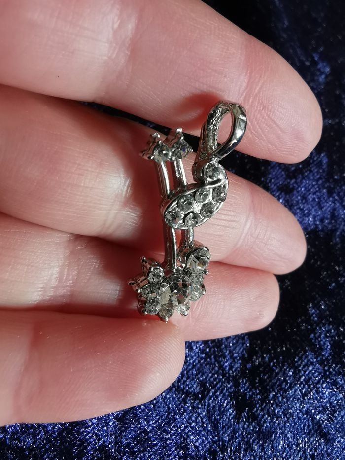 Pendentif note argentée à strass - photo numéro 4