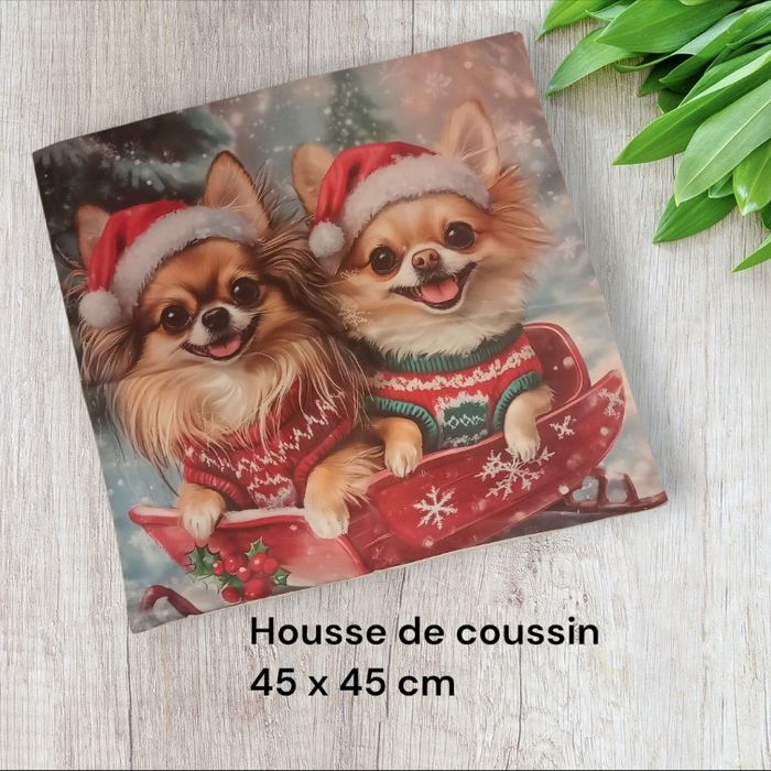 Housse de coussin noel chiens