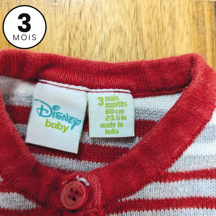 Gilet rayé rouge - Disney Minnie - 3 mois - photo numéro 2