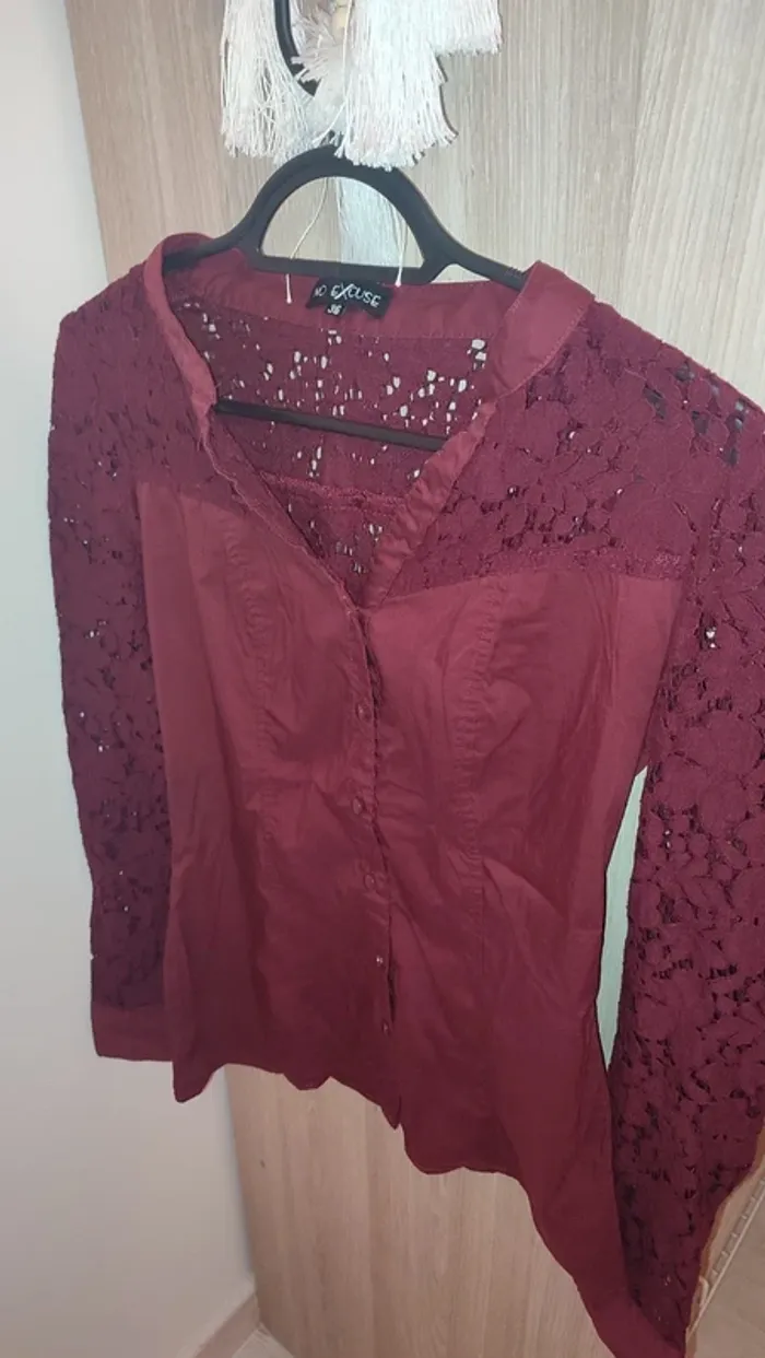 Chemise bordeau dentelle No Excuse