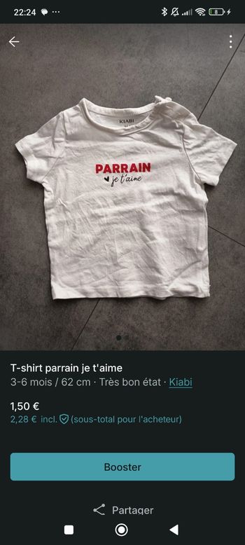 T-shirt parrain je t'aime 