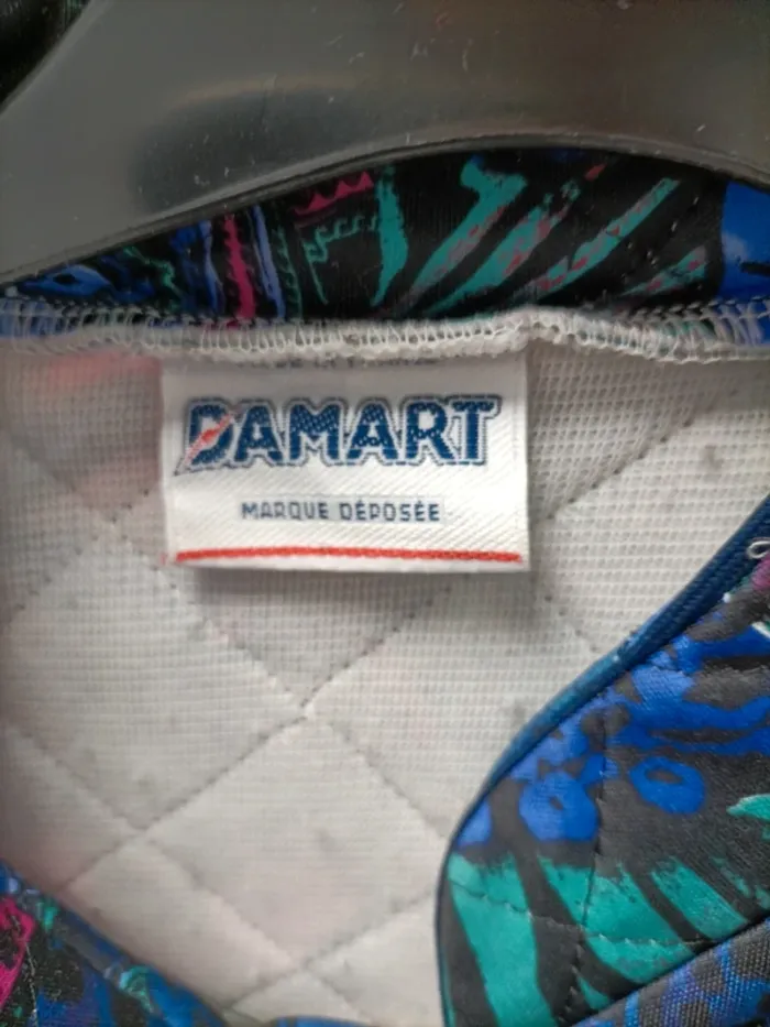 Veste Matelassée Longue - Damart - motifs fleurs bleu, turquoise et rose fushia - photo numéro 7