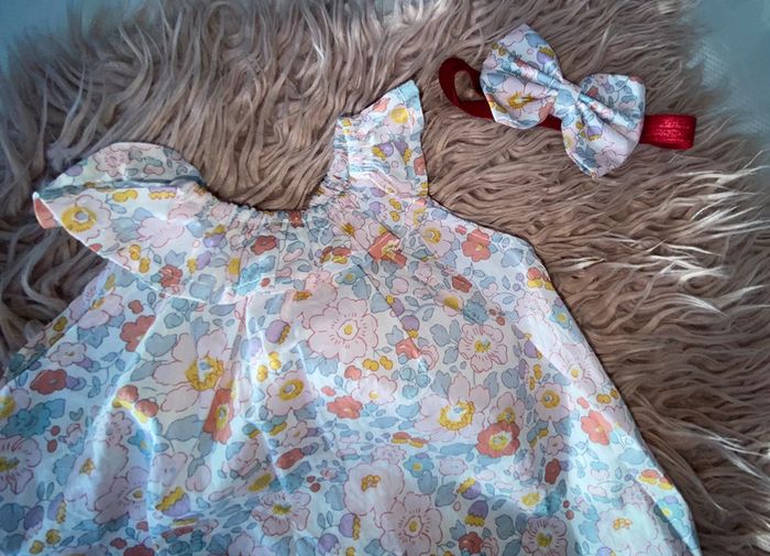 Ensemble en Liberty creatrice blouse bandeau chaussons terracotta - photo numéro 5