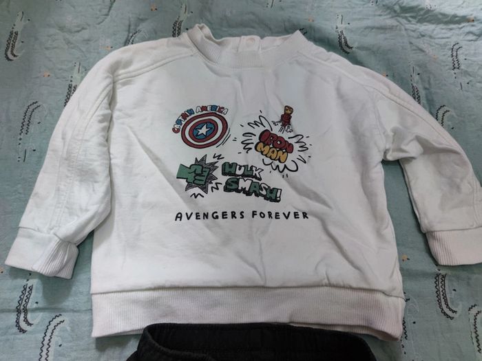 Ensemble sweat blanc et jogging gris Avengers forever T.18 mois - photo numéro 2