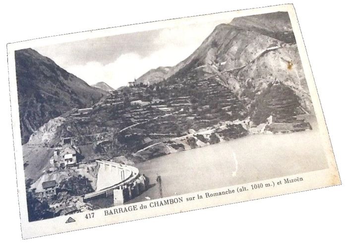 Carte postale ancienne (Isère) Barrage du Chambon sur la Romanche Altitude 1040m et Mizoën