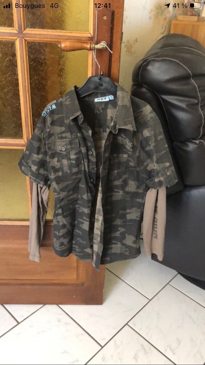 chemise style militaire bi matière