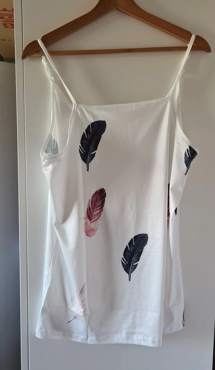 Débardeur fantaisie " plumes " taille L - photo numéro 2