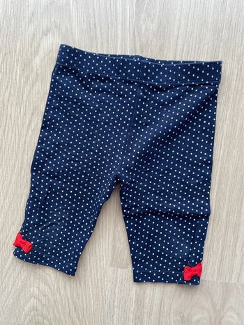 Legging bébé fille bleu marine à pois et noeuds rouges 18 mois