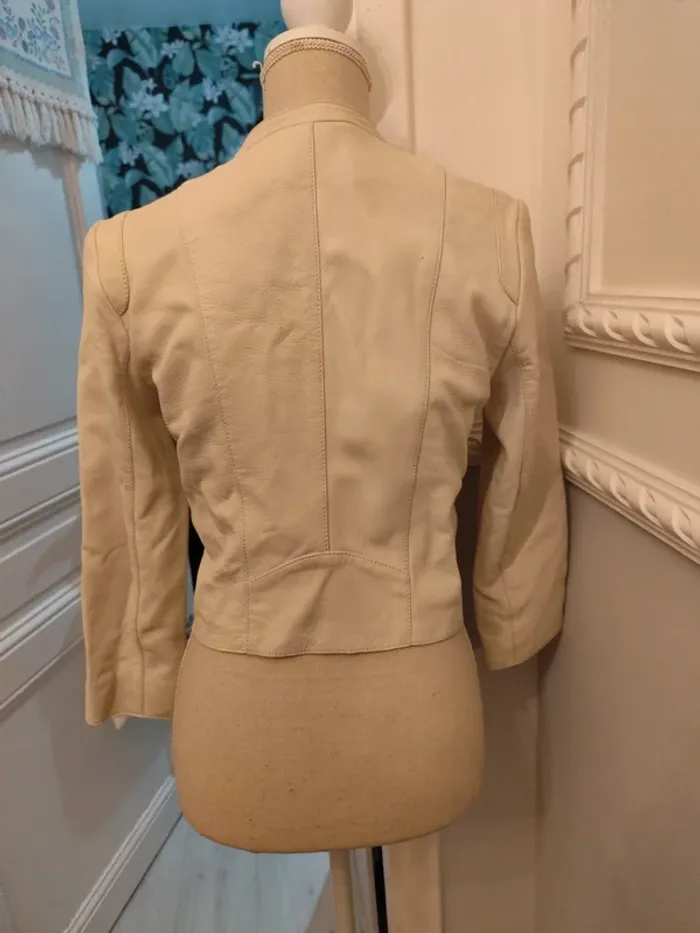 Veste cuir d'agneau One Step IKKS crème 38 neuve - photo numéro 2