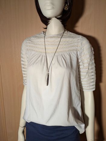 Blouse manche courte blanche et dentelle