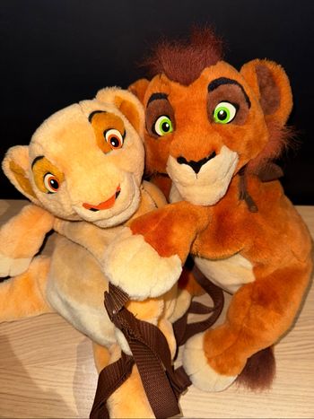 Lot 2 peluches sac à dos Kovu & Kiara Jemini vintage