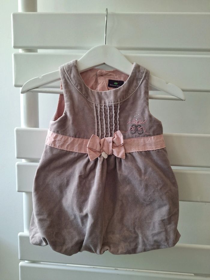 Robe beige et rose en velours Sergent Major 3 Mois