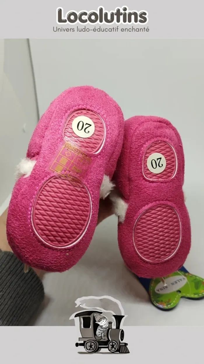 🚂 Chaussons fourrés bébé ▪ rose taille 20 - photo numéro 5