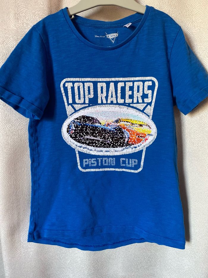 T-shirt bleu cars en sequins 7 ans C&A - photo numéro 2