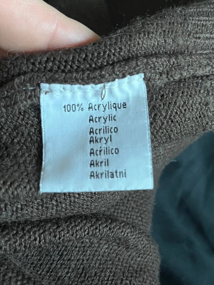 Pull ample manches longues col V - marron - photo numéro 13