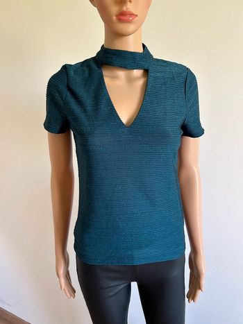 Blouse bleue brillante à manches courtes Morgan taille S jamais portée