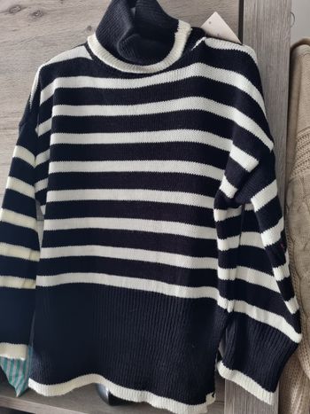 Pull marinière col roulé