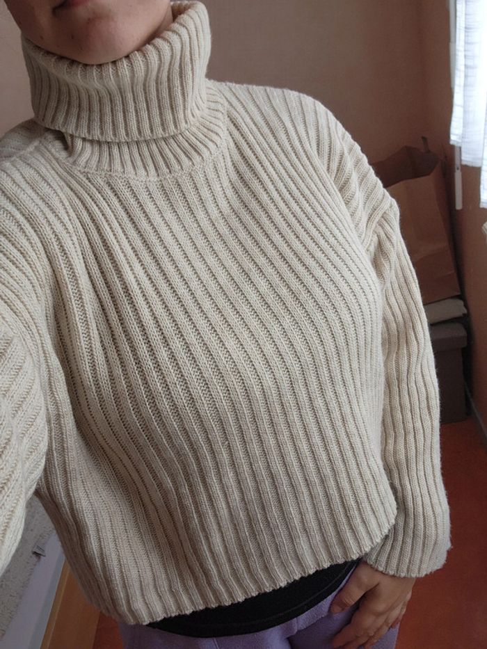 Pull court col roulé beige/crème TU 36/40 - photo numéro 2