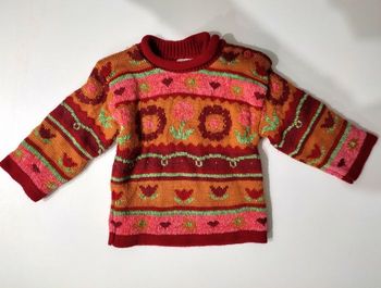 Pull vintage chaud coloré bébé fille 3