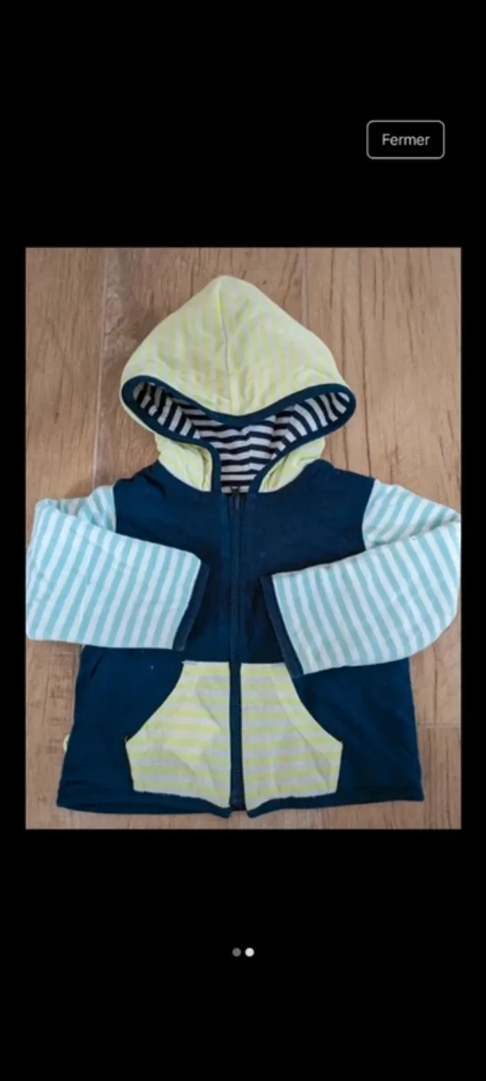 Sweat zippé réversible Boboli 12 mois - photo numéro 2