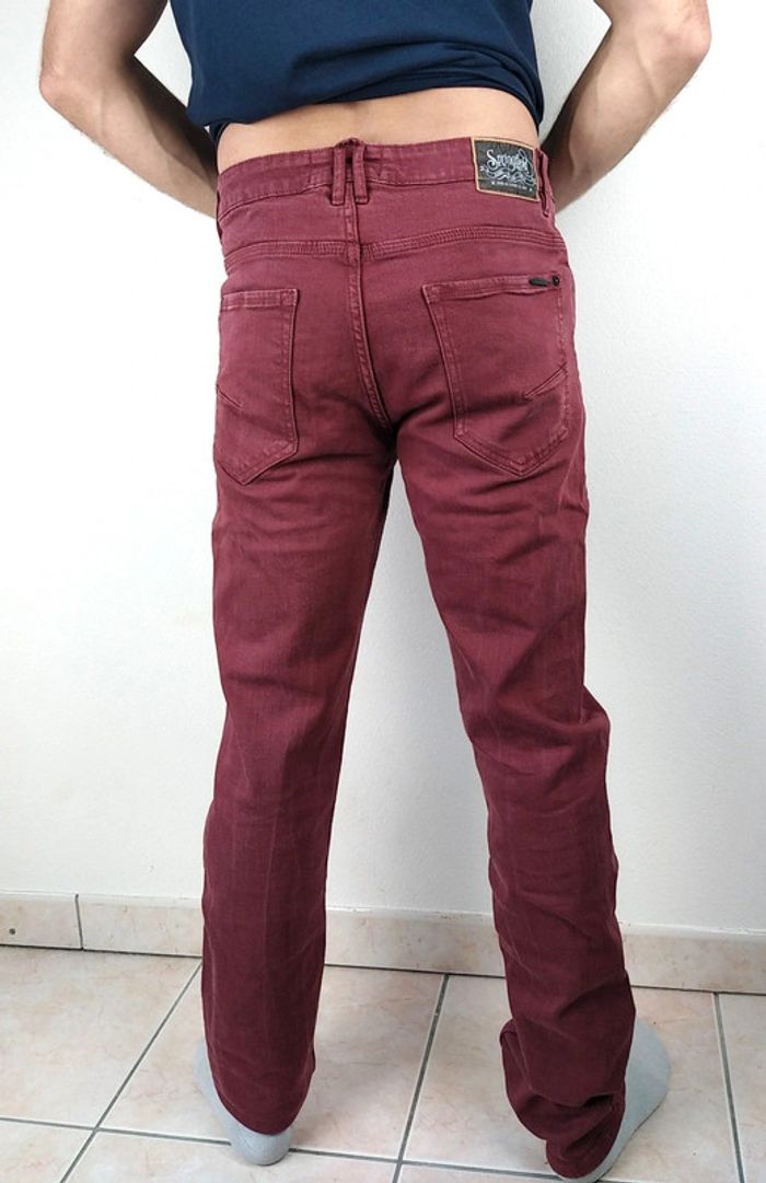 Pantalon jeans skinny 👖 bordeaux taille S - photo numéro 4