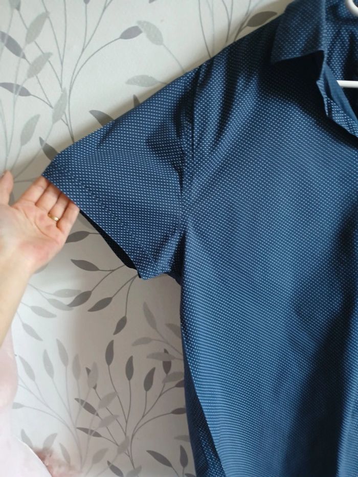 🍍 Chemise bleu marine à pois blanc Iveo taille XXL - photo numéro 2