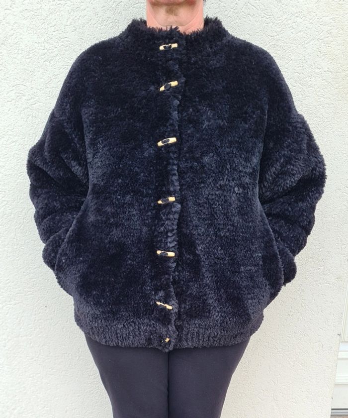 Blouson/doudoune noir fait main - photo numéro 4