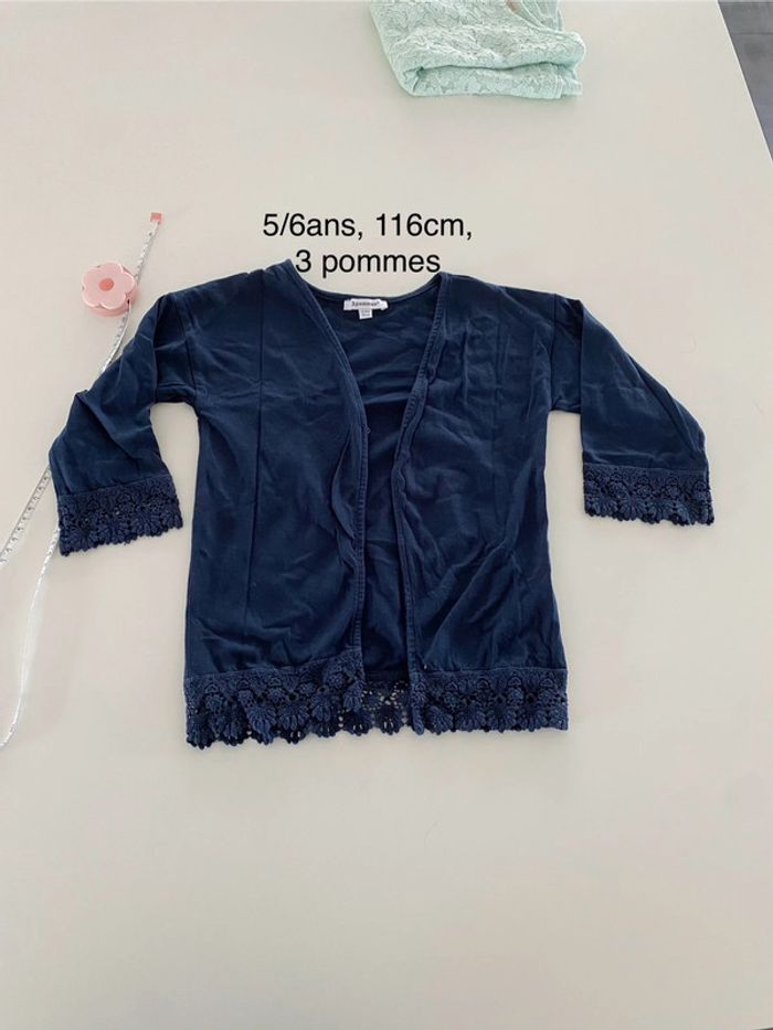 Gilet coton bleu marine 3 pommes 6 ans