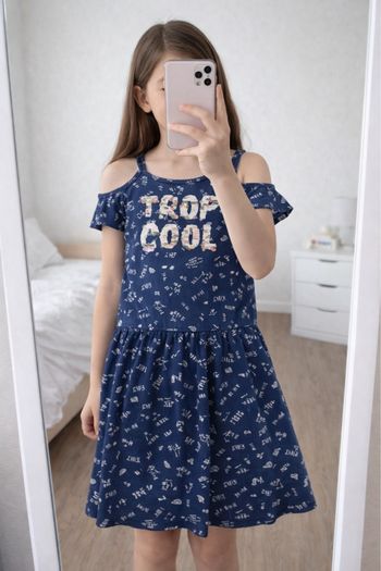 Robe épaules nues bleu à sequins « trop cool » Gémo 10 ans