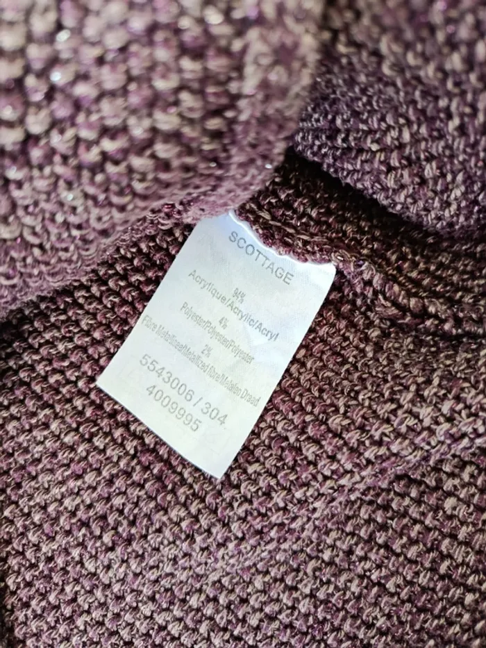 Jolie petite veste en maille métallisée style perfecto prune Scottage taille M - photo numéro 4