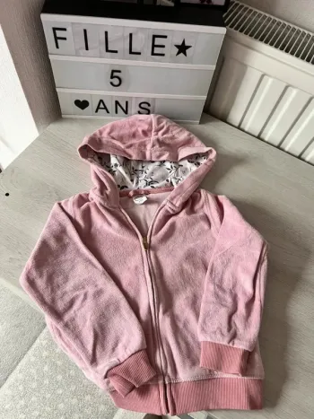 Sweat zippé peau de pêche cool club 5 ans rose