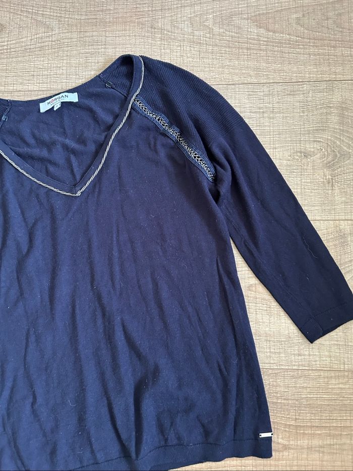 Pull bleu marine à manches courtes Morgan taille S TBE - photo numéro 9