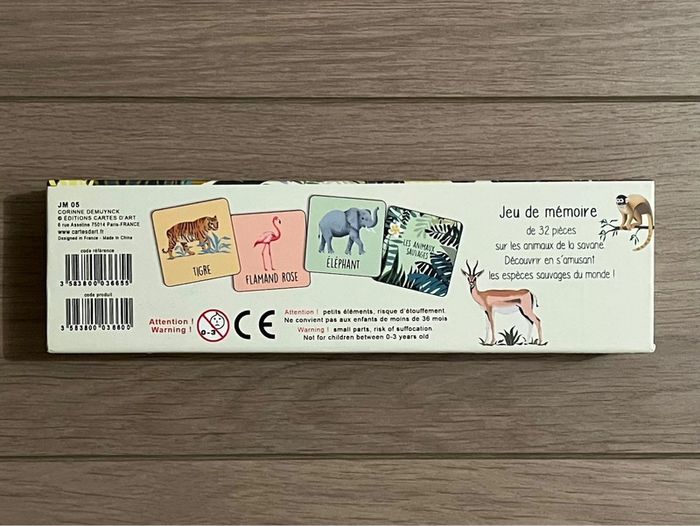 Mon mémory Les animaux sauvages Editions Cartes d’Art 32 pièces 3+ - photo numéro 2
