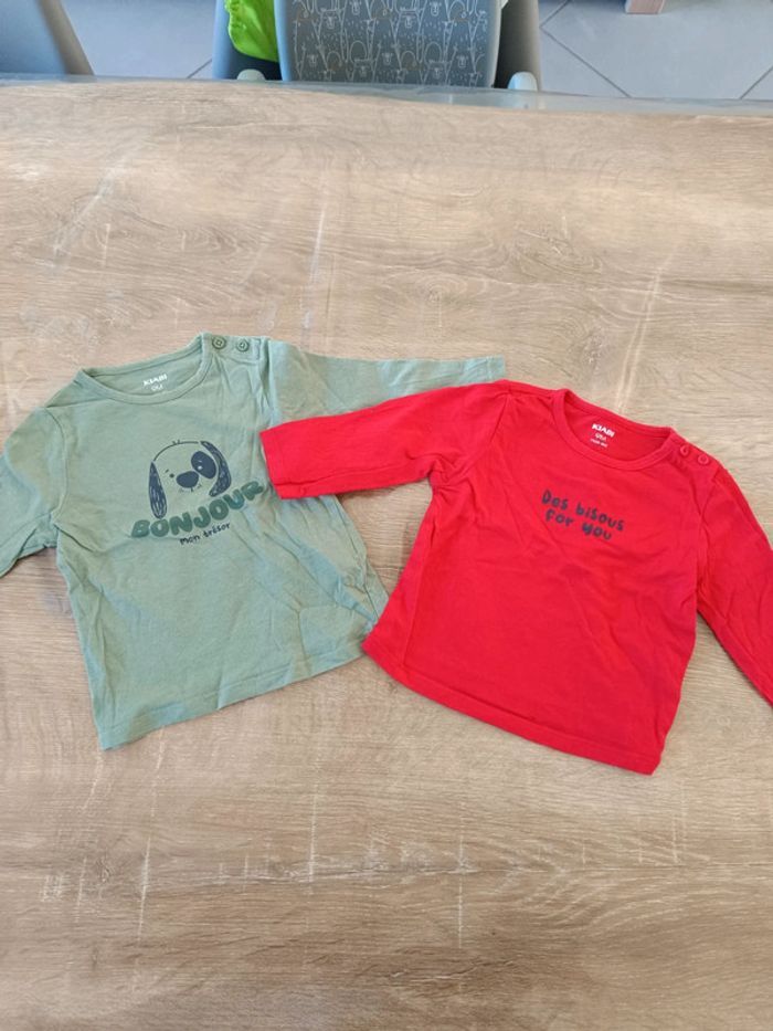 Lot tee shirt manches longues garçon 9 mois - photo numéro 1