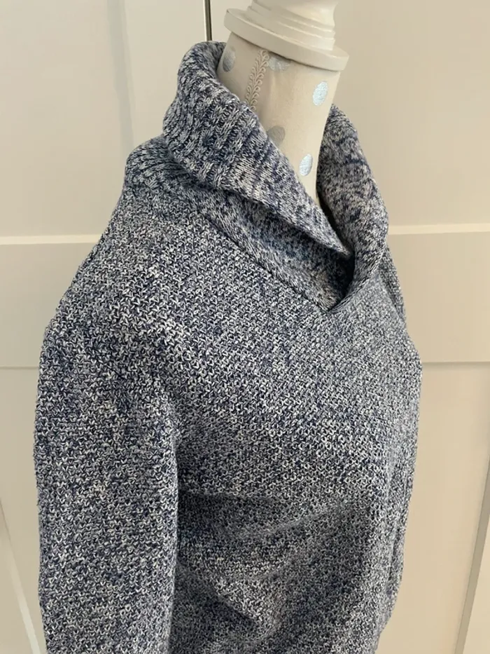 Pull bleu / blanc chiné taille L - photo numéro 2
