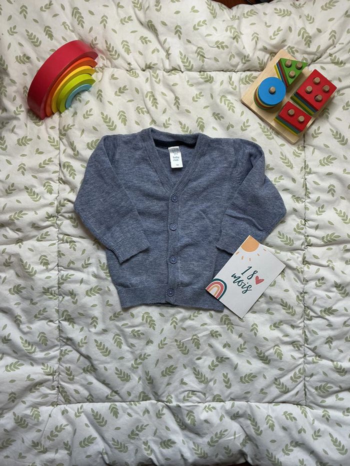 gilet bleu chiné léger 18 mois baby club