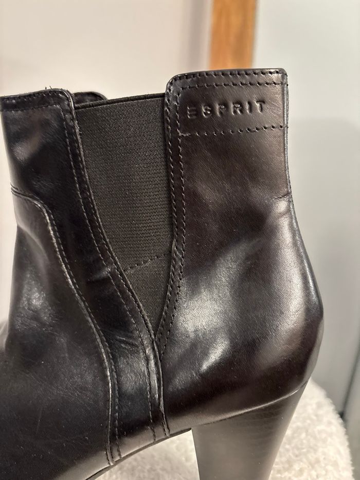 Bottines noires ESPRIT à talons – cuir – Chelsea – Taille 37 – Chic & confort - photo numéro 7