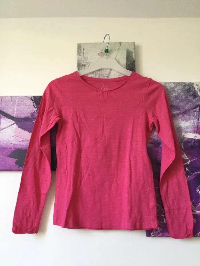 T shirt manches longues fuschia 9-10 ans