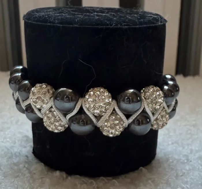 Bracelet double chamballa blanc et argenté