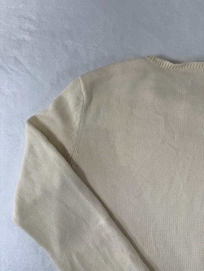 Pull Ralph Lauren femme S beige Boutons dorés épaule – 100% coton - photo numéro 6