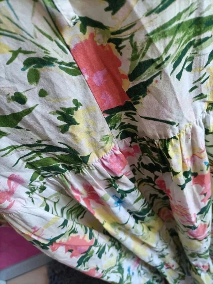 Robe maxi vaporeuse manches longues bouffantes style bohème à fleurs H&M taille M - photo numéro 8