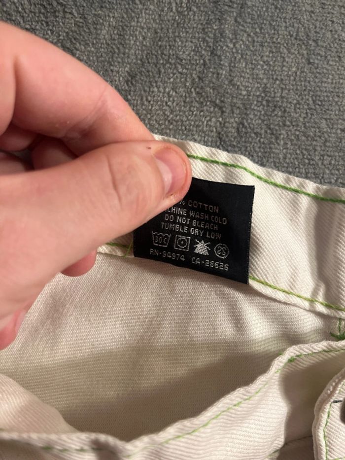 Short/Jort Stussy White Embroidered Green Neon Big Logo Back – Taille XL - photo numéro 8