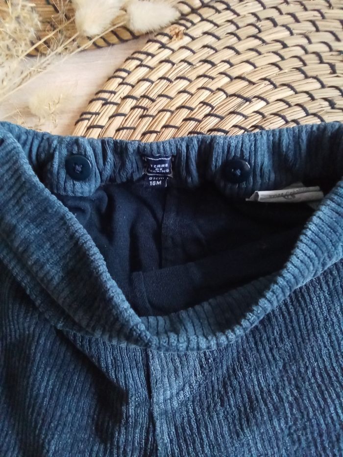 Ensemble pantalon velours bleu + tee shirt à rayures Terre de Marin taille 18 mois - photo numéro 8