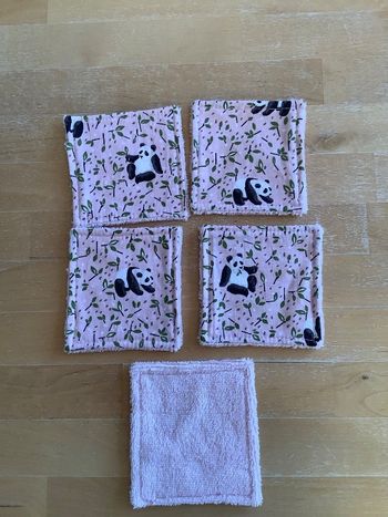 5 lingettes lavables rose Panda neuf