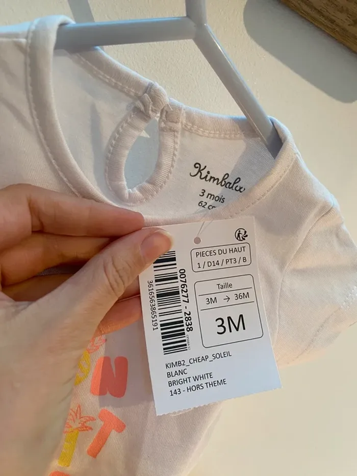 T-Shirt manches courtes blanc Kiwbaloo - photo numéro 2